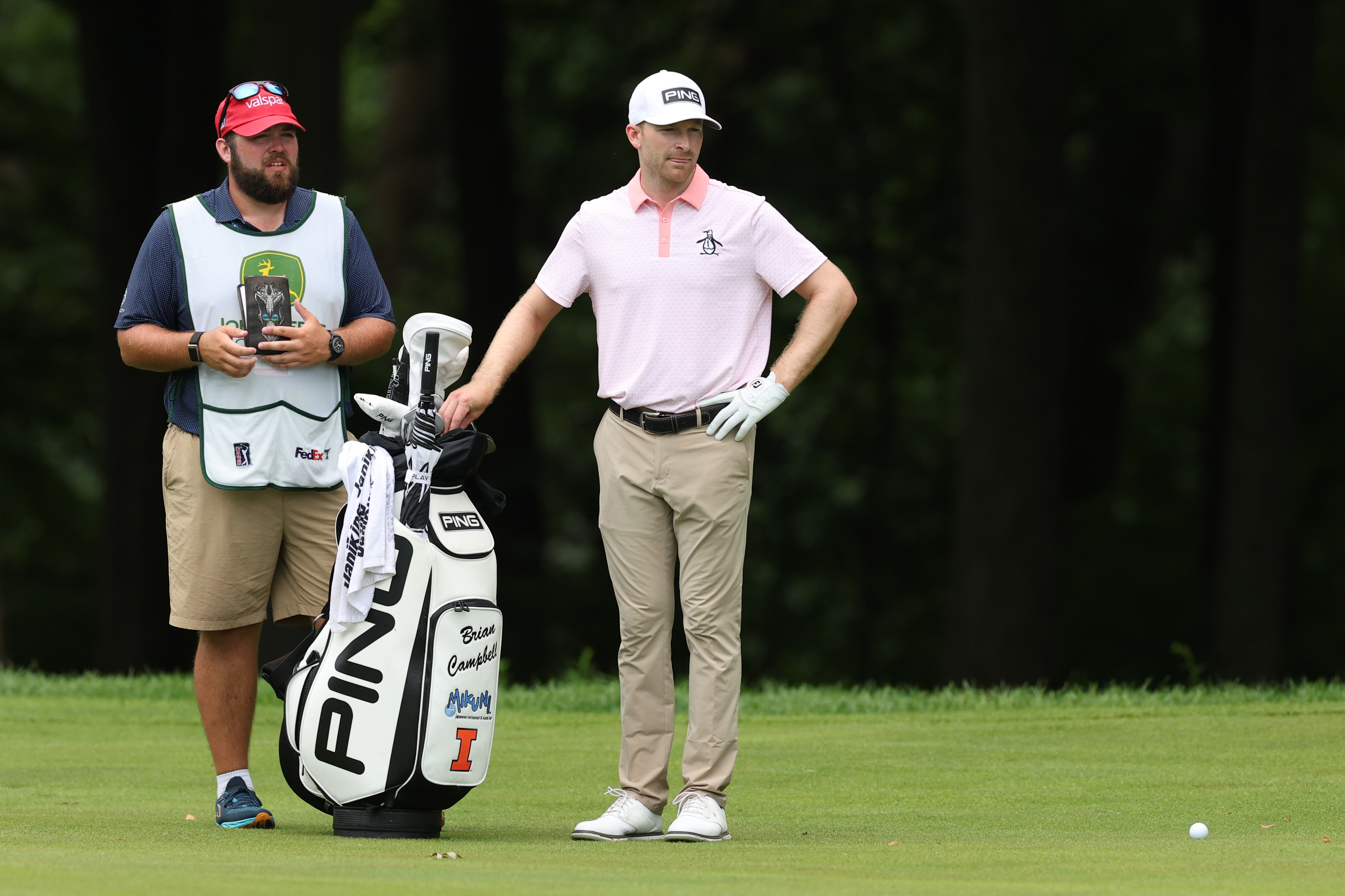 Brian Campbell talks to his caddie