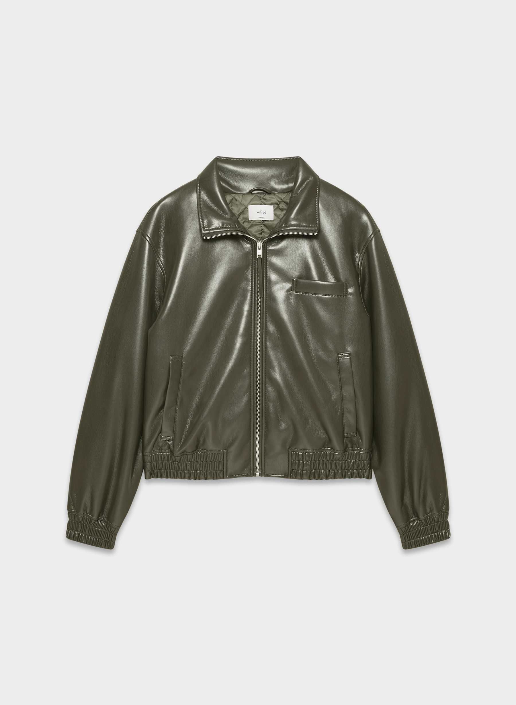Aritzia, Wilfred Josephine Bomber - UnReal Leather in Dark Olive