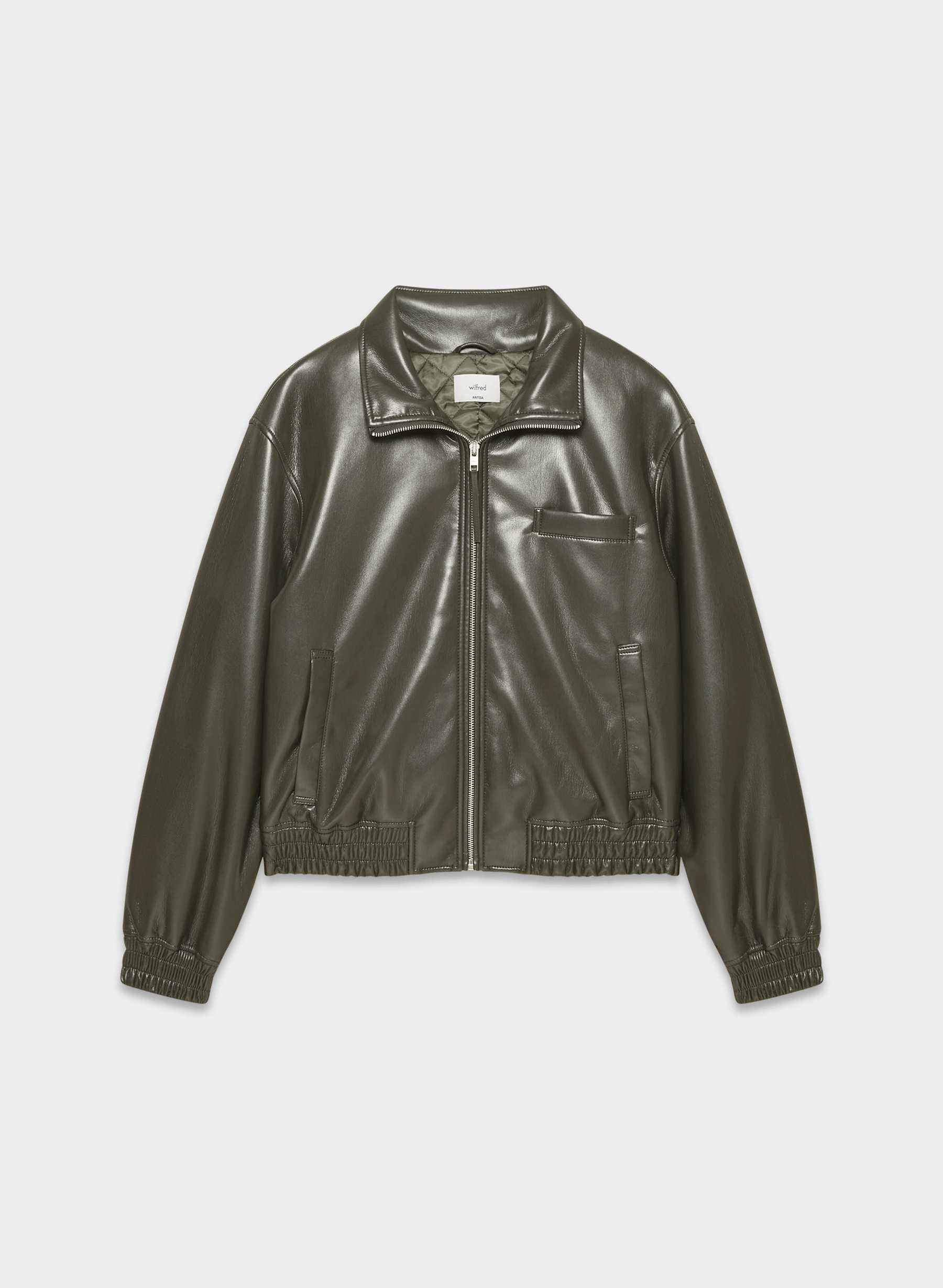 Aritzia, Wilfred Josephine Bomber - UnReal Leather in Dark Olive