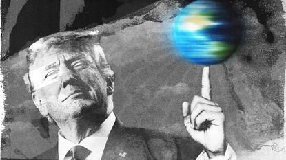 Donald Trump spinning a globe on his finger