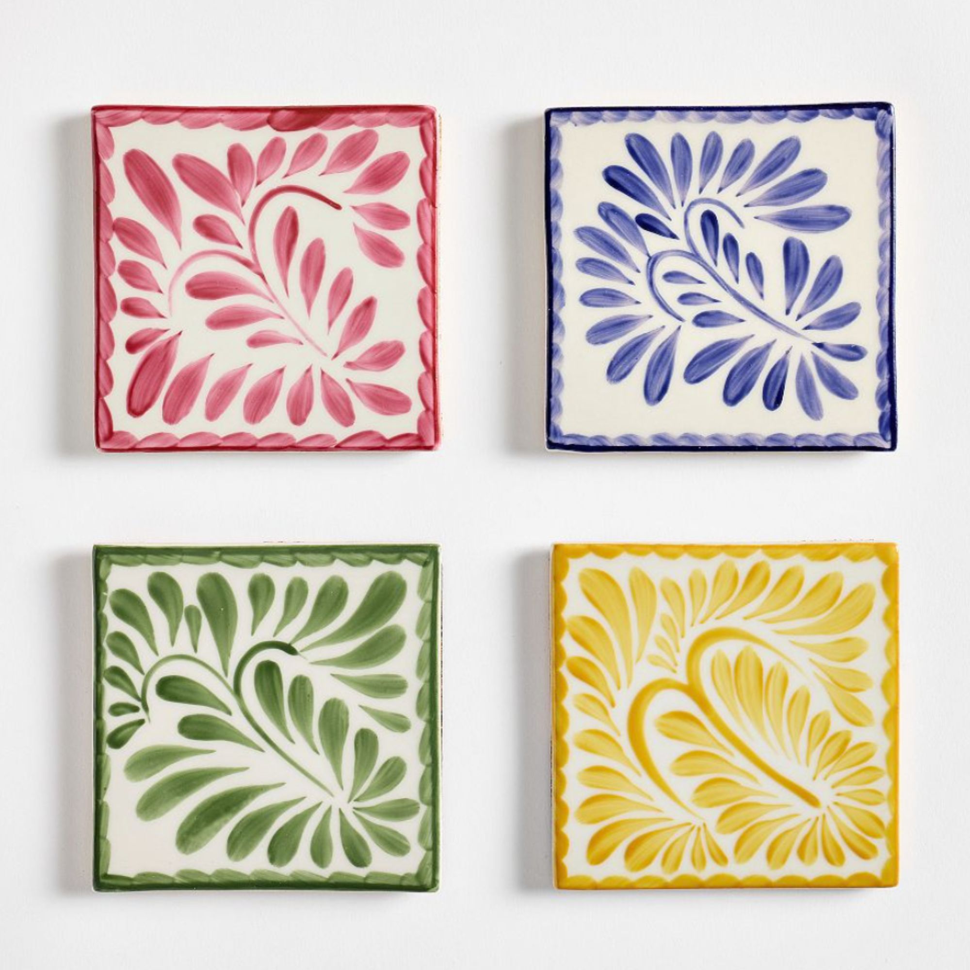 multi-colored Mexican style square porcelain coasters