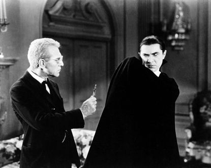 Edward Van Sloan and Bela Lugosi in Dracula