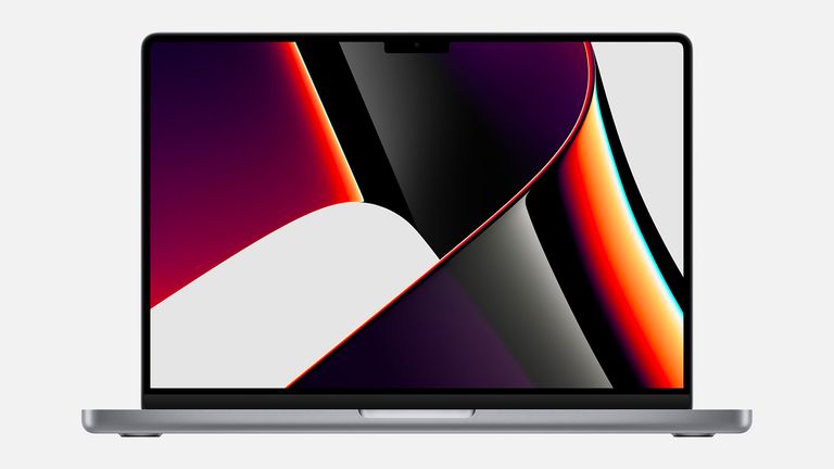 MacBook Pro 14-inch 2021 on grey background