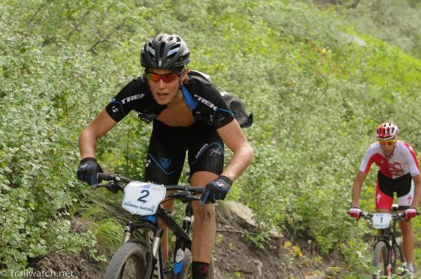 Sam Schultz (Subaru-Trek) was locked in four-lap battle with defending champion Todd Wells (Specialized)