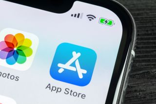 An image of the Apple App Store logo on a mobile screen