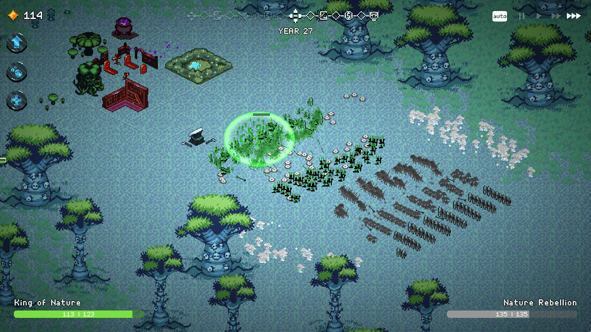 9 Kings screenshot showing a battle against the King of Nature
