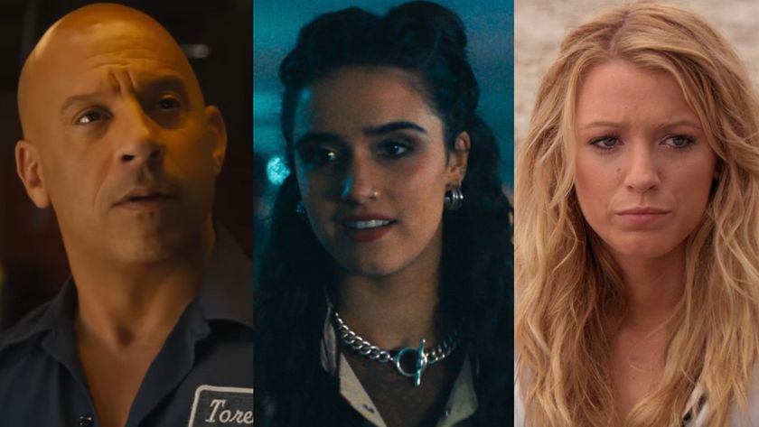 From left to right: A screenshot of Vin Diesel in Fast X, Asha Banks as Noah in My Fault: London and Blake Lively in Gossip Girl.