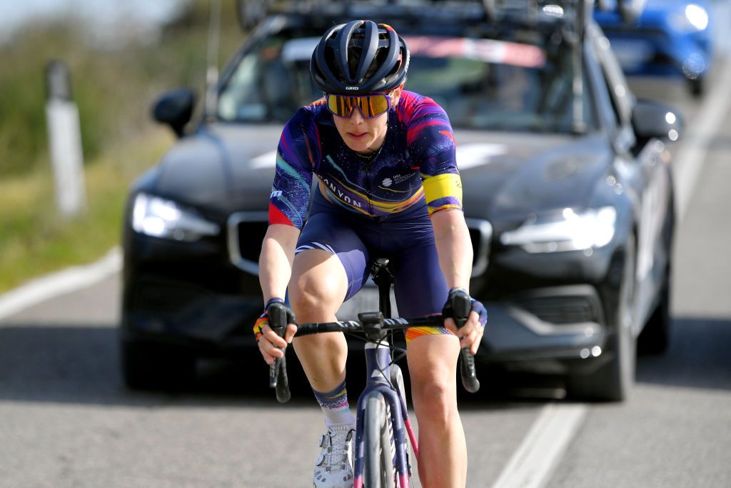 SIENA ITALY MARCH 06 Tiffany Cromwell of Australia and Team Canyon SRAM Racing during the Eroica 7th Strade Bianche 2021 Womens Elite a 136km race from Siena to Siena Piazza del Campo StradeBianche on March 06 2021 in Siena Italy Photo by Luc ClaessenGetty Images