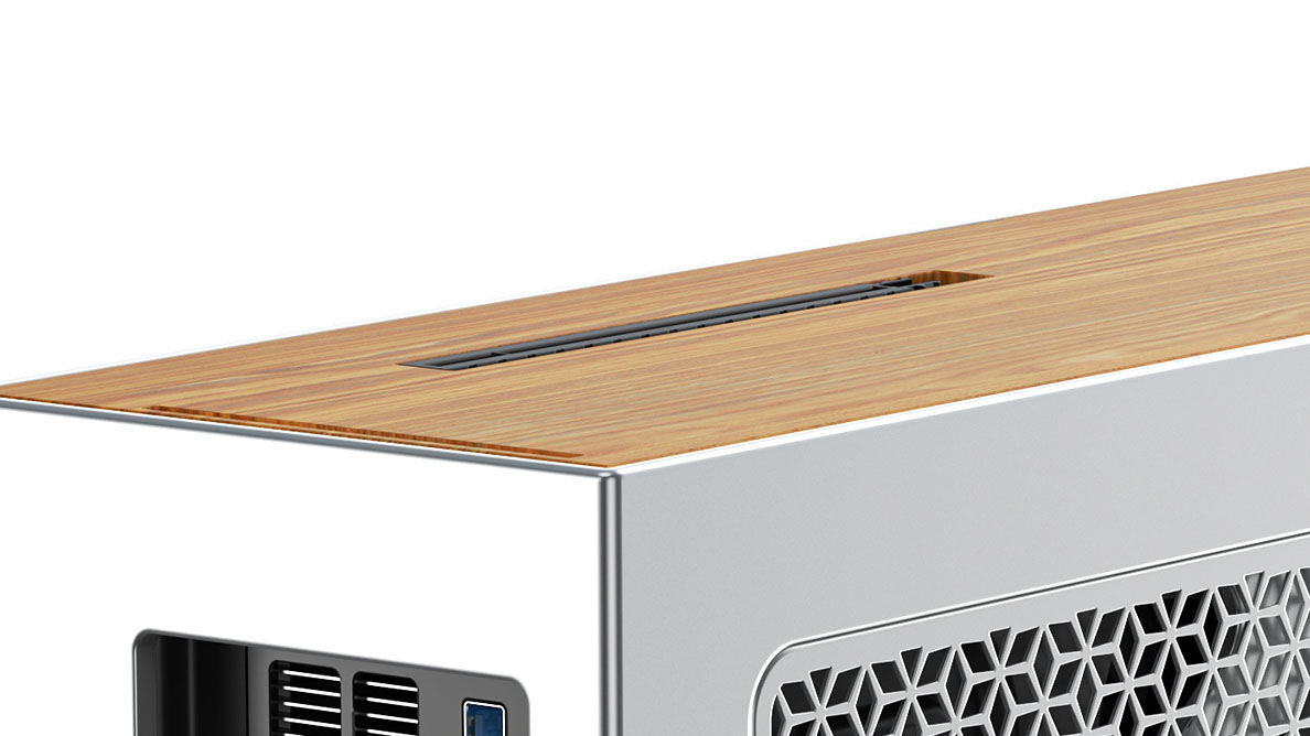 Minisforum’s new mini-ITX PC lets you mount a GPU on top of the case