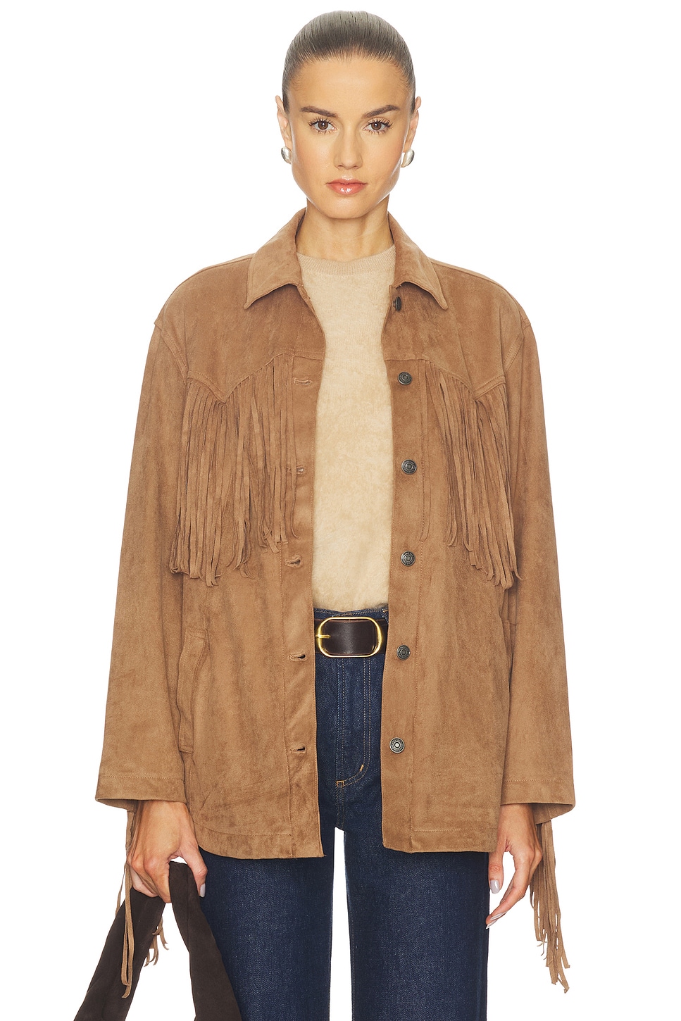 X Revolve Fringe Out Faux Suede Shacket