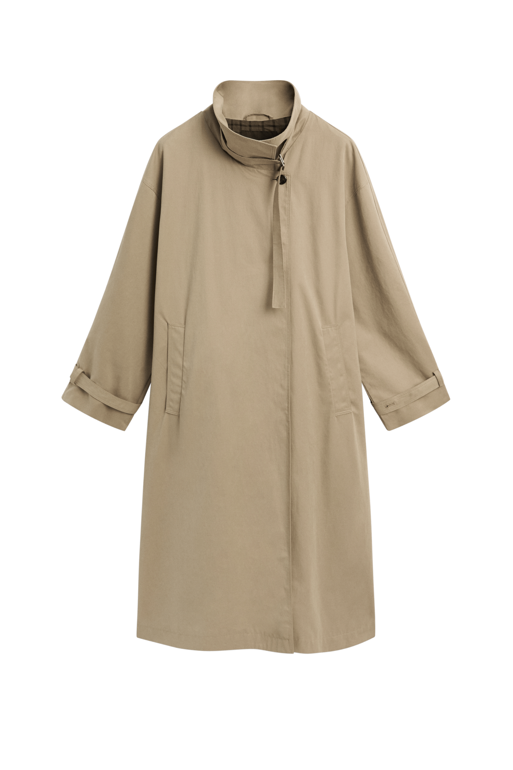 Long Trench Coat With Buckle Detail