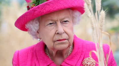 The Queen bath time routine - Queen Elizabeth II during a visit to the NIAB, (National Institute of Agricultural Botany) on July 09, 2019 in Cambridge, England