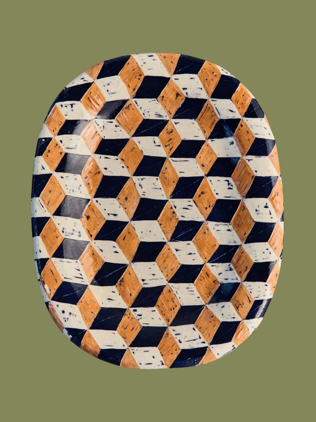Hannah Watts, Hannah Watts Square Eyed Platter | Blue/brick