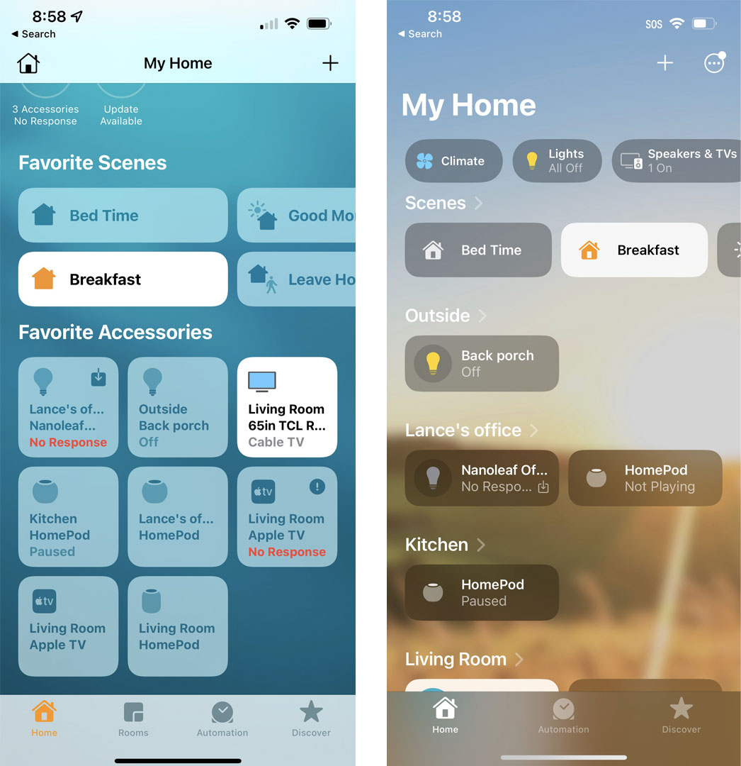 iOS 16 Home App comparison