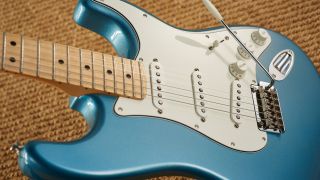 The pickups of a Fender Player Strat