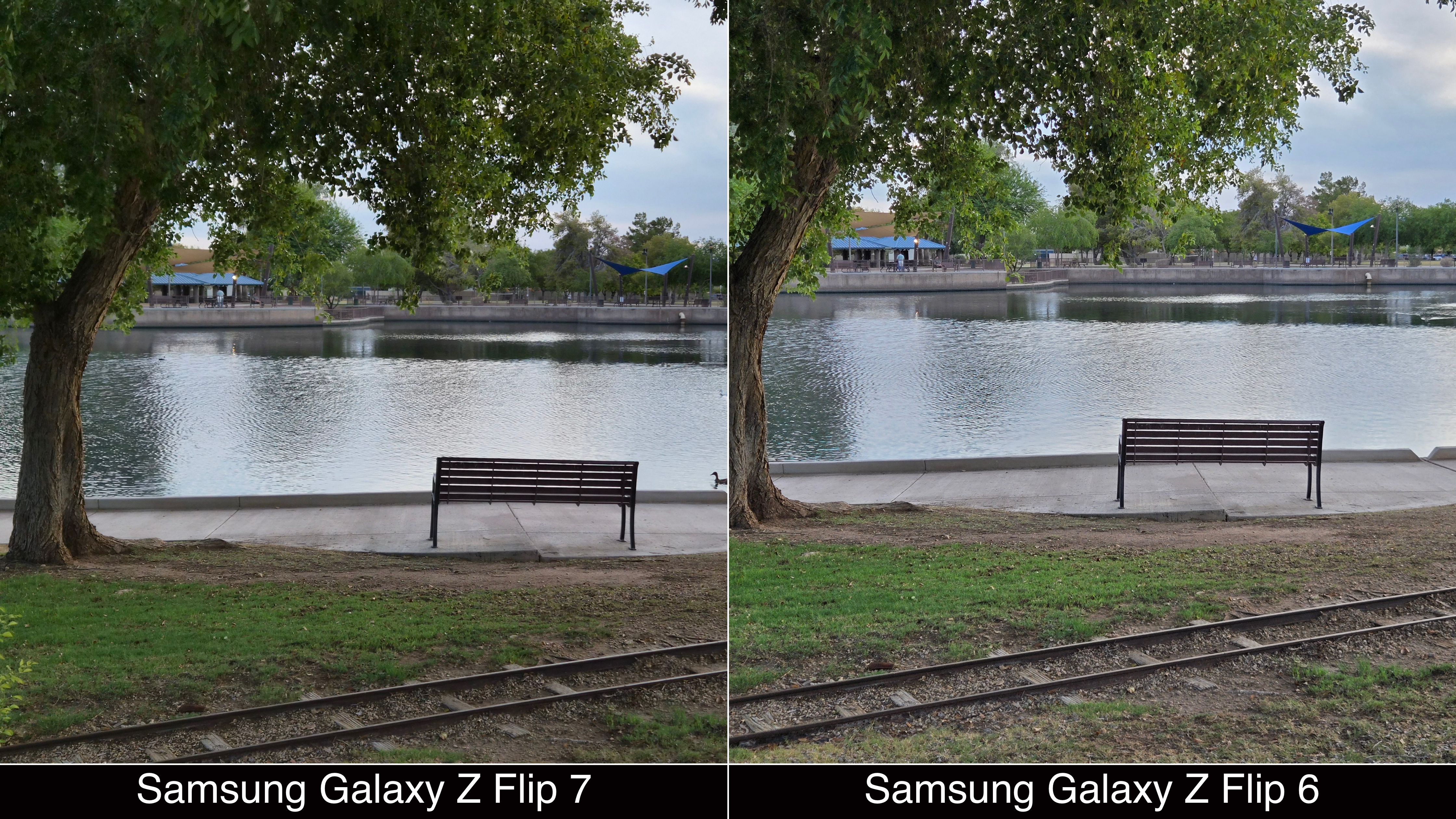 Camera comparisons shot on Samsung Galaxy Z Flip 7 and Flip 6.