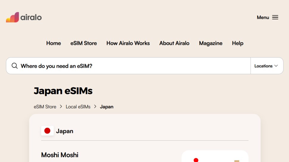Airalo website screenshot (November 2025).