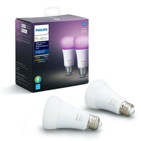 A19 LED smart bulb (2-pack), White and color ambiance