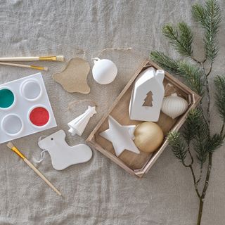 The making of air dry clay Christmas decorations