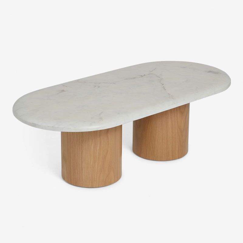 Marble and wood coffee table