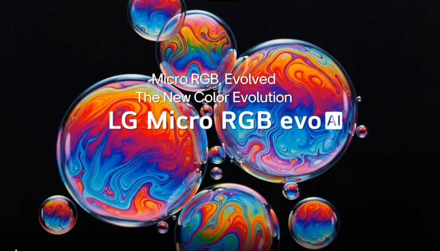 LG Micro RGB evo promotional image with bubbles