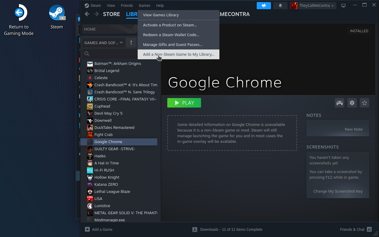 Desktop Mode screenshot(s) for setting up DOS_deck for usage in Steam Deck's Gaming Mode.