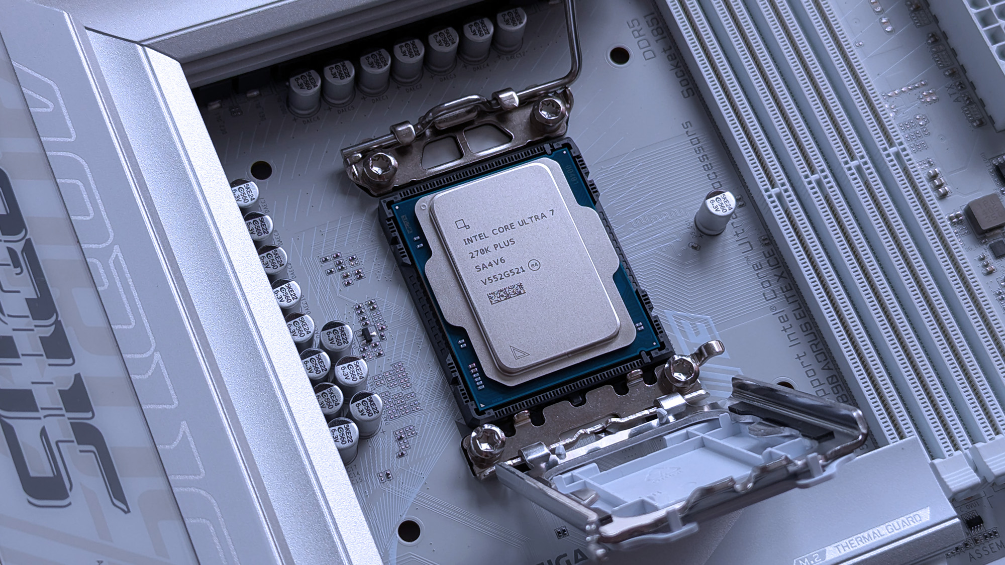 Intel Core Ultra 7 270K Plus in Gigabyte motherboard socket