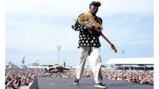 Buddy Guy performs onstage at the 2023 New Orleans Jazz & Heritage Festival at Fair Grounds Race Course on May 04, 2023 in New Orleans, Louisiana. 