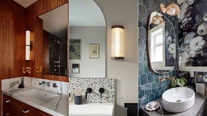 Three bathroom designs side by side