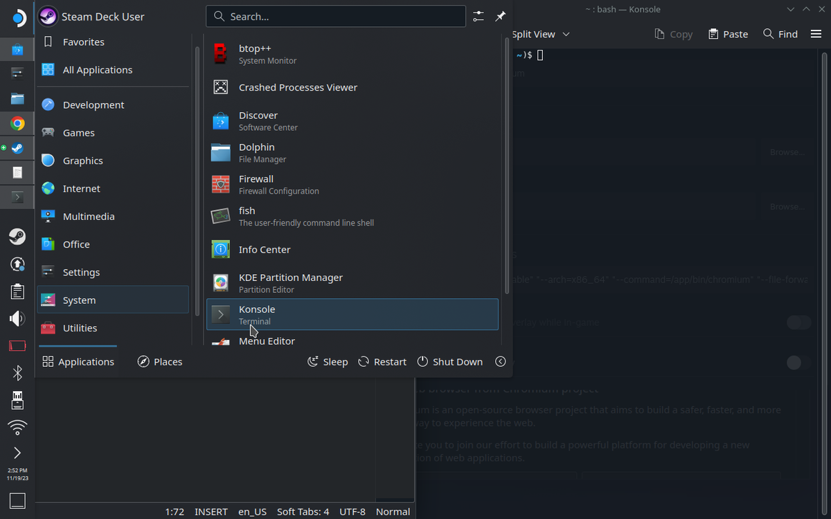 Desktop Mode screenshot(s) for setting up DOS_deck for usage in Steam Deck's Gaming Mode.