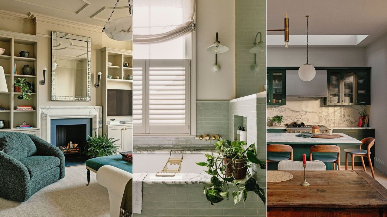 Three images of a house tour