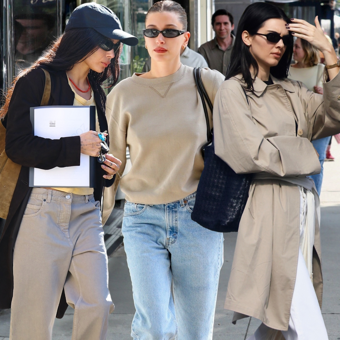 collage of celebrities wearing spring 2026 shoe trends with jeans