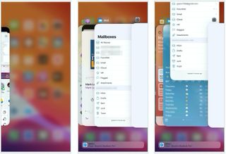 To force quit the Mail app, open the app switches, then touch and hold the Mail app. Swipe up to remove.