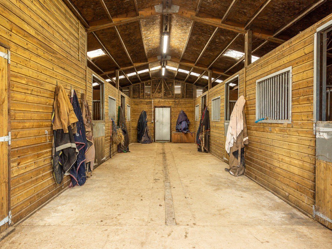 An American style barn interior with wooden slat panelling