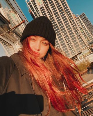 Gigi Hadid with fiery red hair