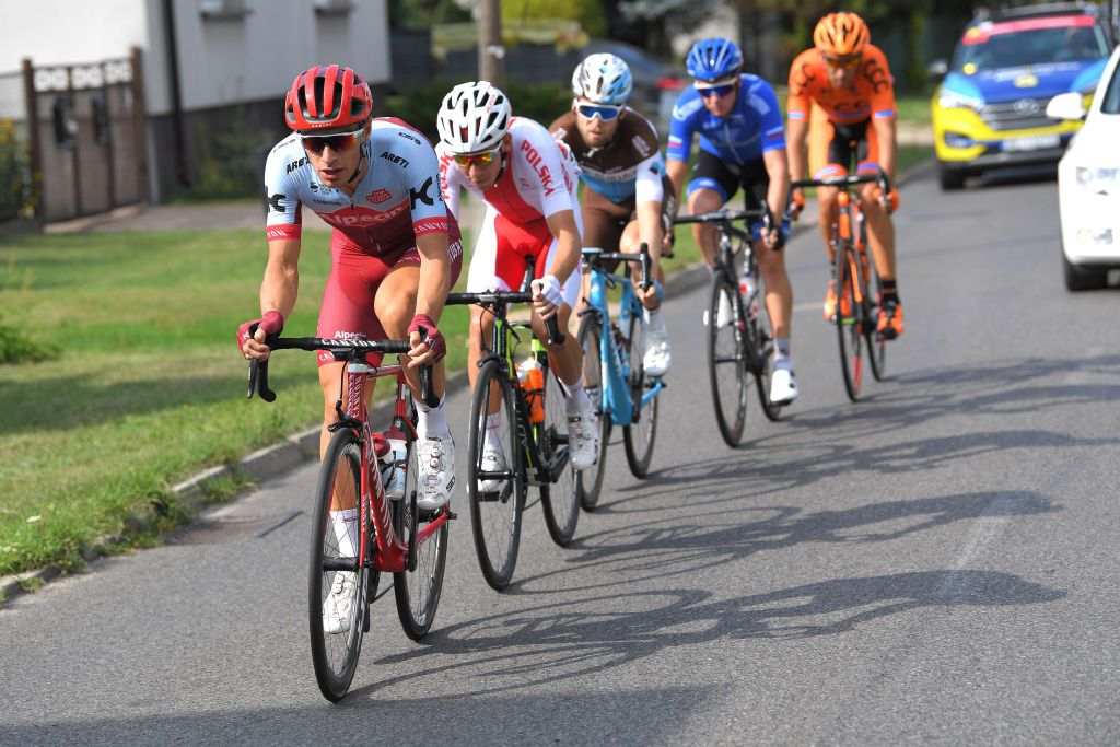 Jenthe Biermans (Katusha-Alpecin) leads the breakaway
