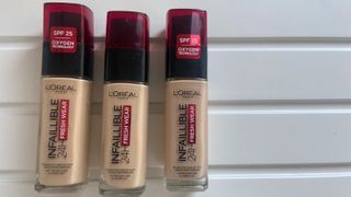 image of the three L'Oreal infallible foundation shades tested