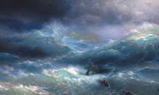 The Wave, 1889, oil on canvas, 119¾in by 198¾in, by Ivan Konstantinovich Aivazovsky (1817–1900), State Russian Museum, St Petersburg, Russia.