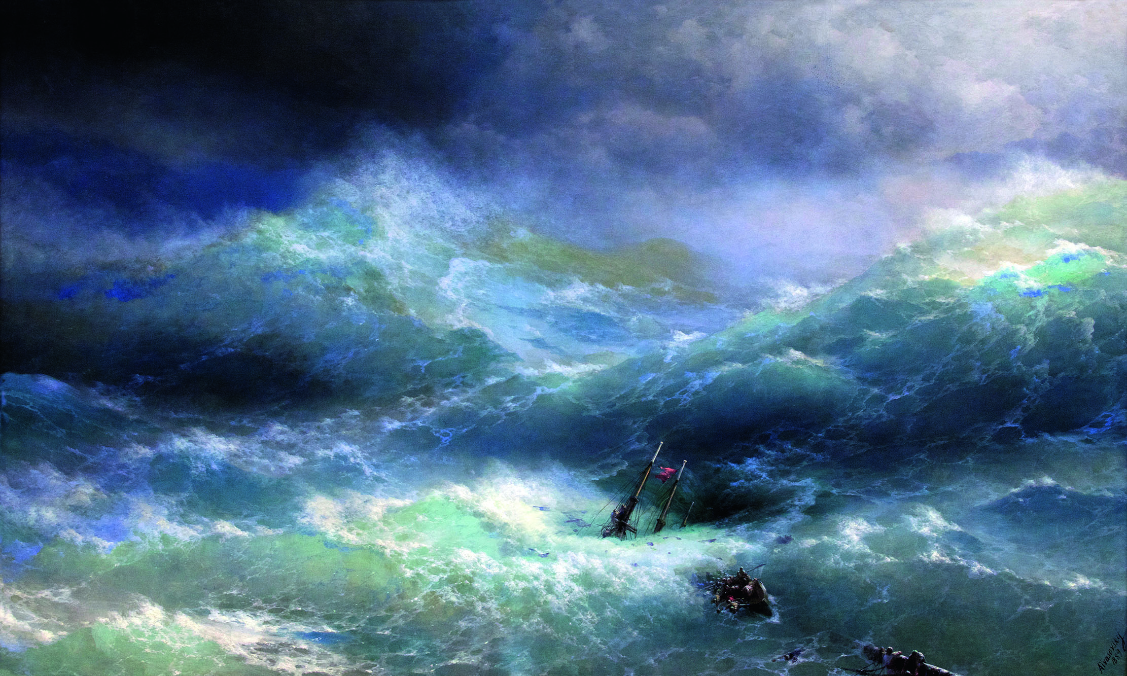 The Wave, 1889, oil on canvas, 119¾in by 198¾in, by Ivan Konstantinovich Aivazovsky (1817–1900), State Russian Museum, St Petersburg, Russia.