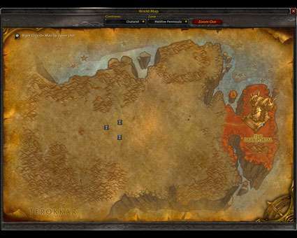 After stepping through the portal, you end up on the eastern edge of Hellfire Penninsula.