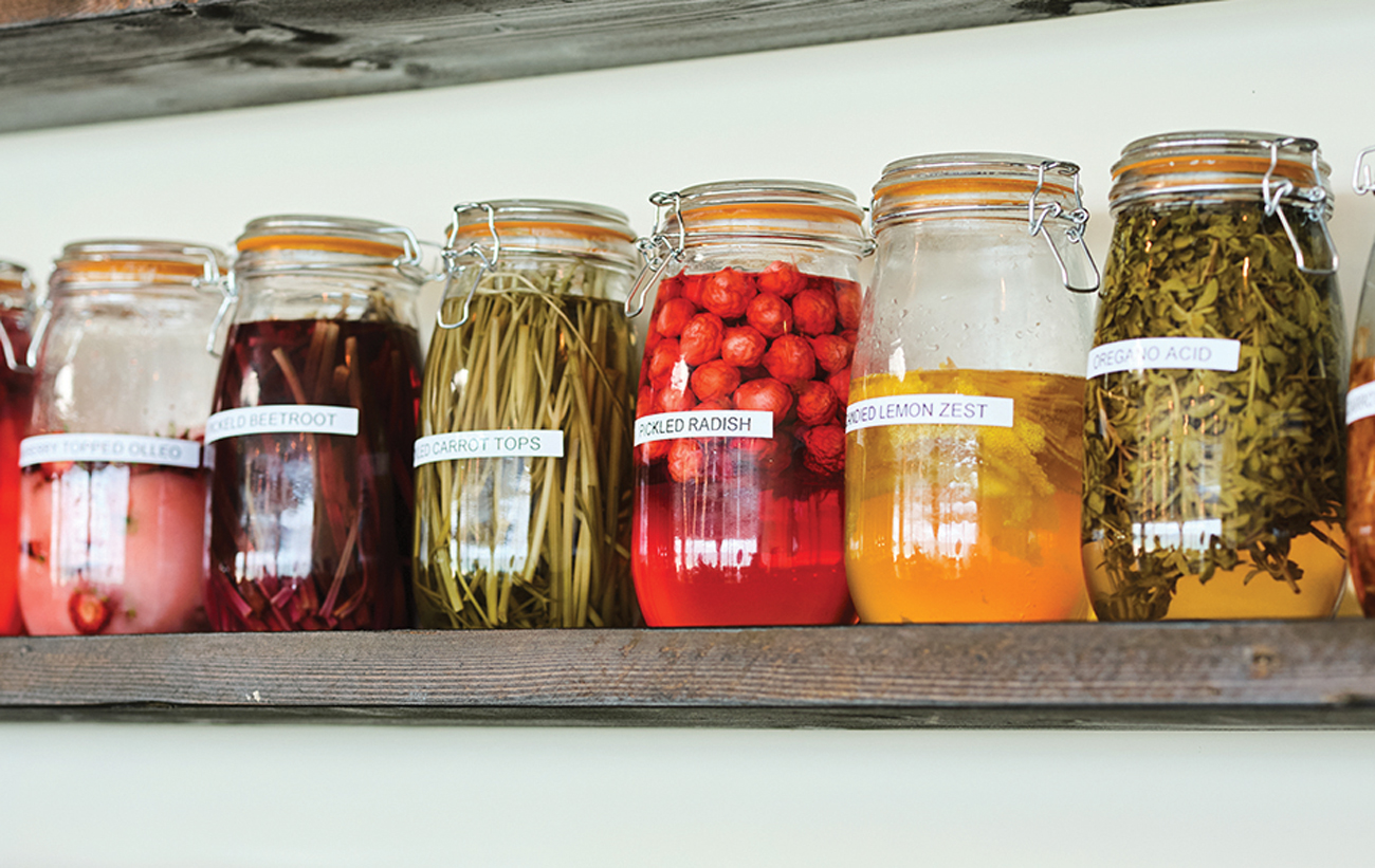 Repurposed ingredients for cocktails at Ugly Butterfly in Carbis Bay, Cornwall