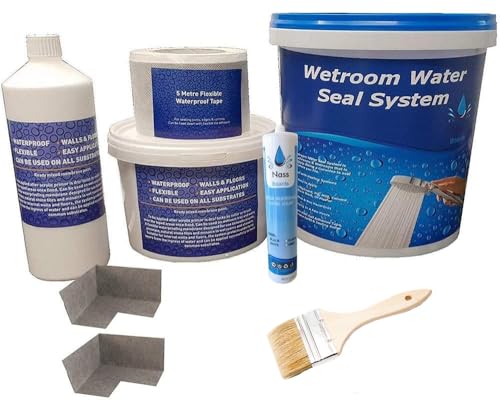 Nassboards Waterproof Tanking Kit System Wsk for Wetrooms, Bathrooms, Kitchens and Waterproofing &amp;ndash; Perfect for Wet Zones, Tiling Showers, Preventing Moisture &amp;ndash; 5m Complete Tanking Kit