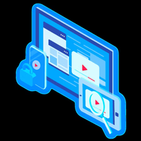 Graphic of screens in blue