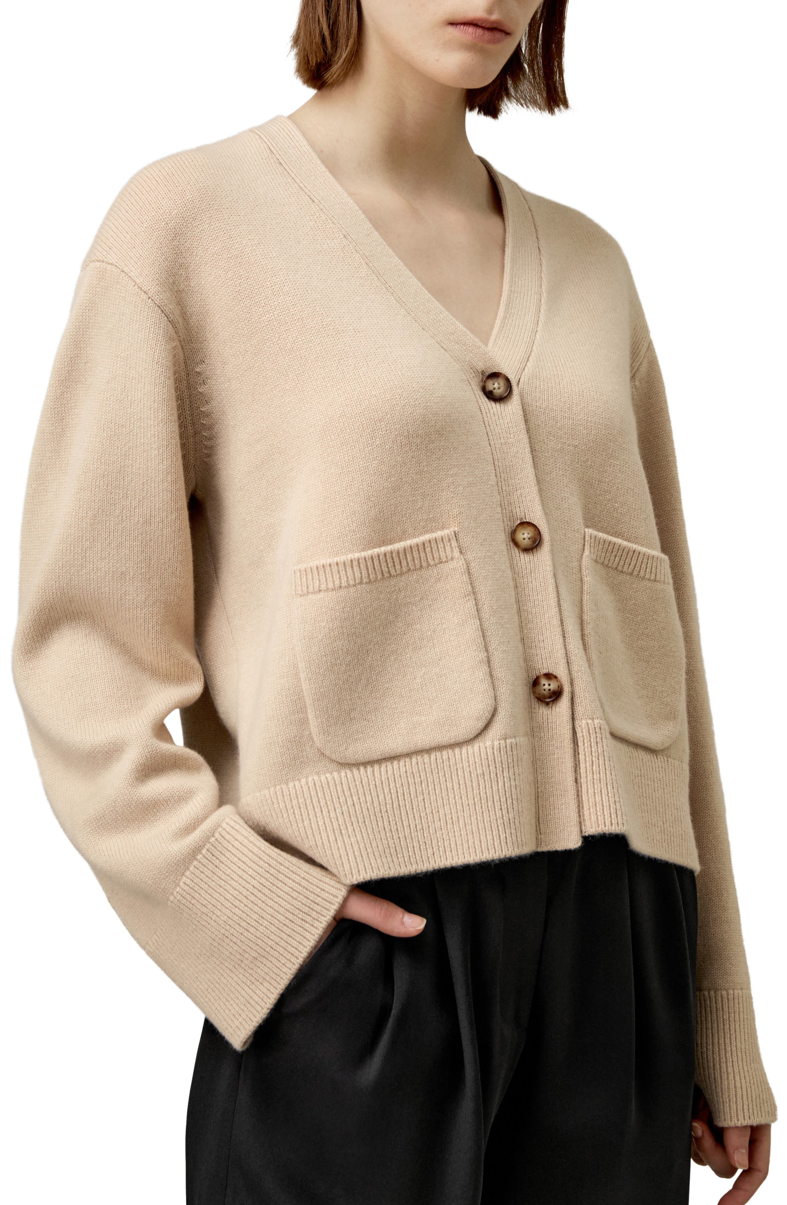 Lilysilk, Cropped Wool-Cashmere Blend Cardigan Sweater for Women