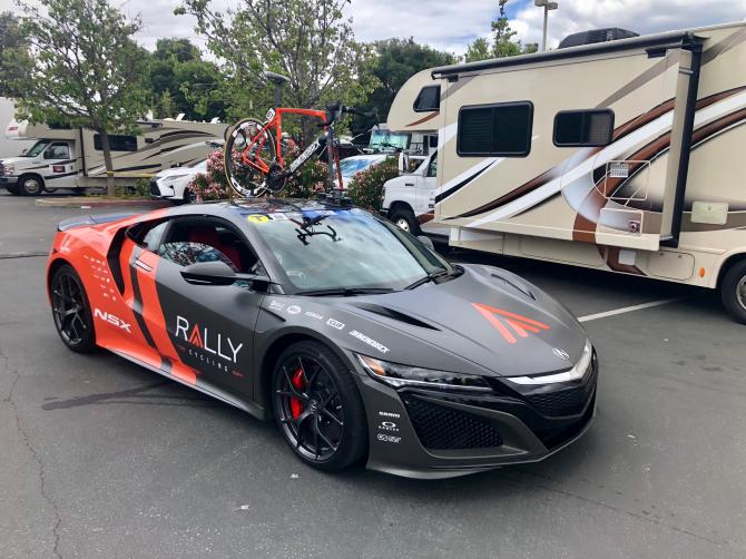 The Rally team have Acura NSX sportscars as their team cars in the race. Without a back seat, we question how practical a choice this is.