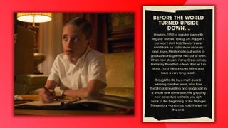 A photo of a young Henry Creel from the Netflix show and a snippet of text explaining a synopsis of the show on a read background