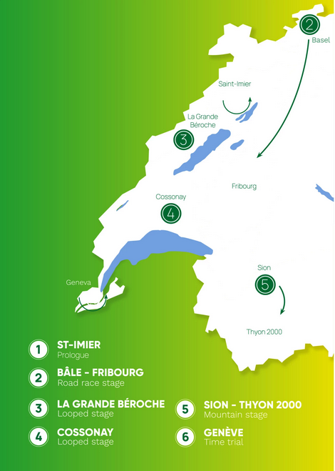 Tour de Romandie 2025 route (men&#039;s). Image credit: Tour de Romandie.