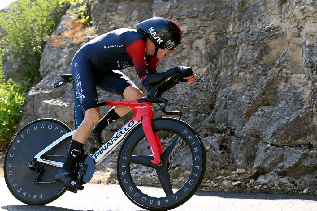 ROCAMADOUR FRANCE JULY 23 Geraint Thomas of The United Kingdom and Team INEOS Grenadiers sprints during the 109th Tour de France 2022 Stage 20 a 407km individual time trial from LacapelleMarival to Rocamadour TDF2022 WorldTour on July 23 2022 in Rocamadour France Photo by Dario BelingheriGetty Images