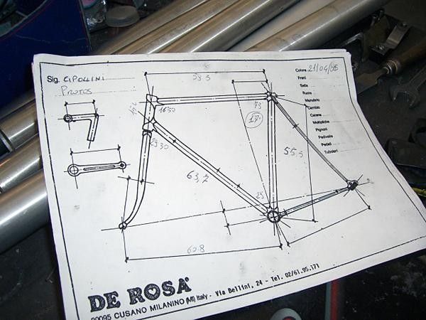 DeRosa didn't have time to build Cipollini a custom bike in time for the Tour of California but this build sheet clearly shows that one is on the way soon enough!