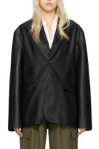 Black Olympia Faux-Leather Blazer